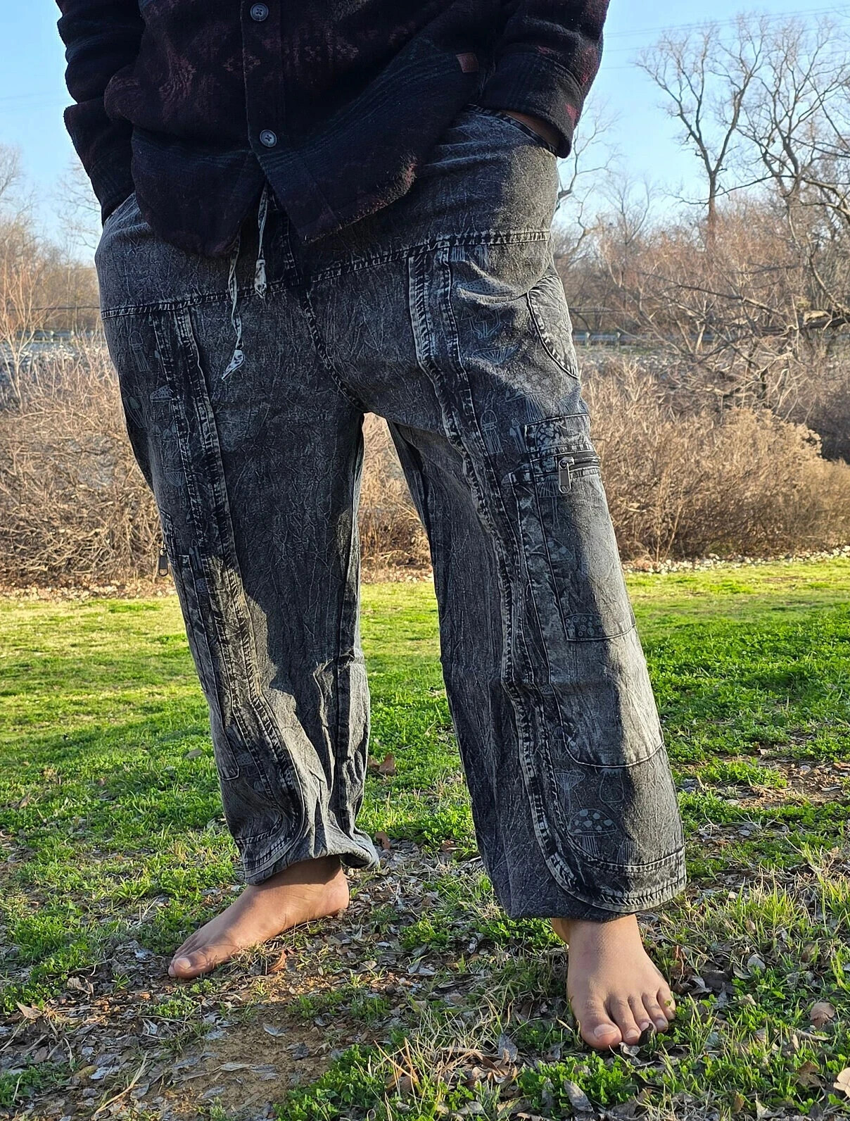 Organically Handmade Natural Stonewashed Hippie Colorful Hemp Yoga Pant trouser