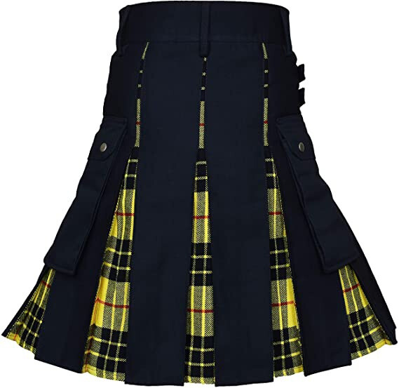 Utility Kilt 100% Cotton Jeans Hybrid Kilt Modern Box Pleated Inner Tartan Macl