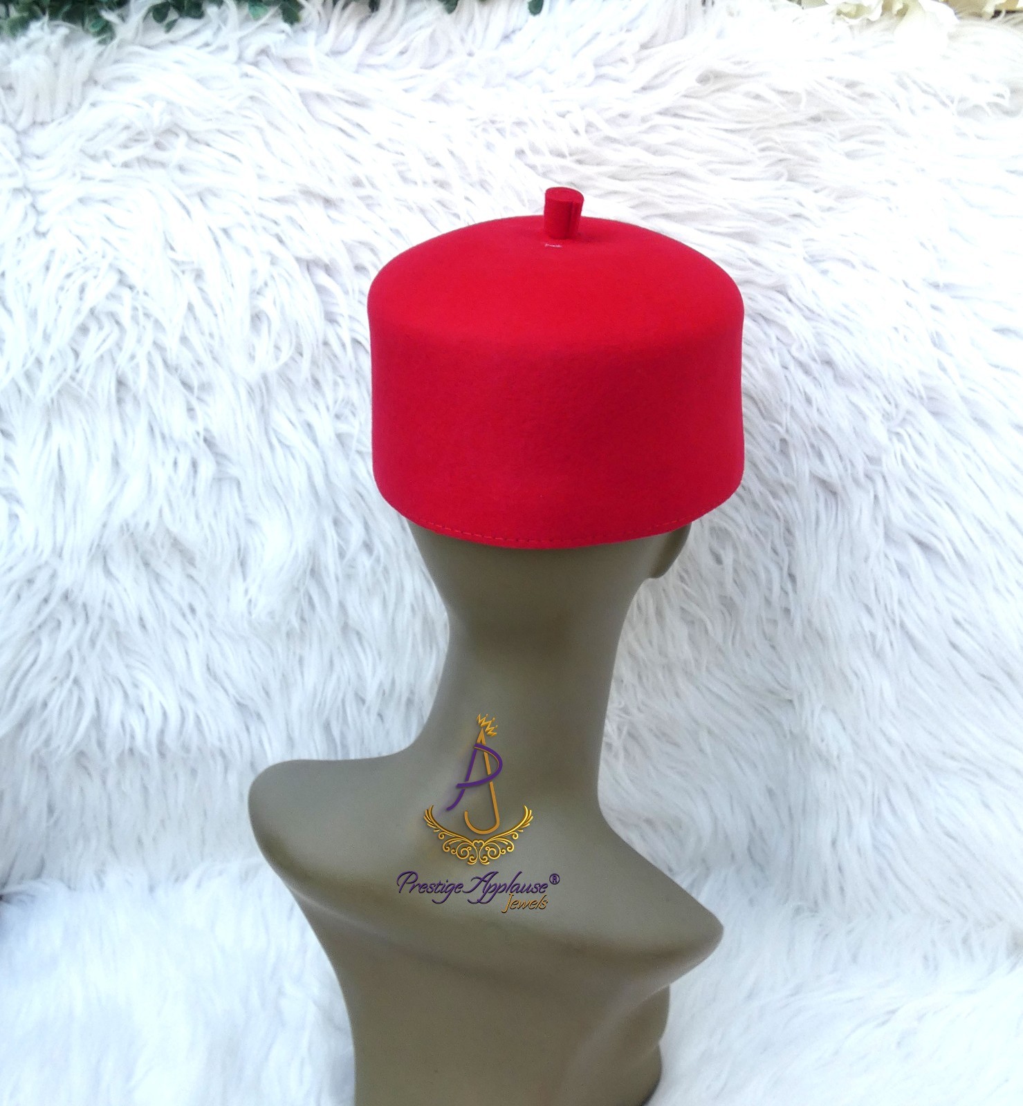 Black Red Chieftaincy Ozo African Traditional Cap | Igbo Hat Fez Style Wool Cap