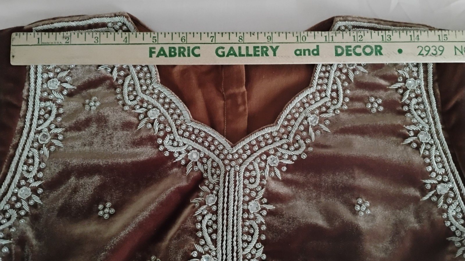 Indian Velvet Silk Embroidered Choli Blouse Handcrafted Brown Bridal/Festive New