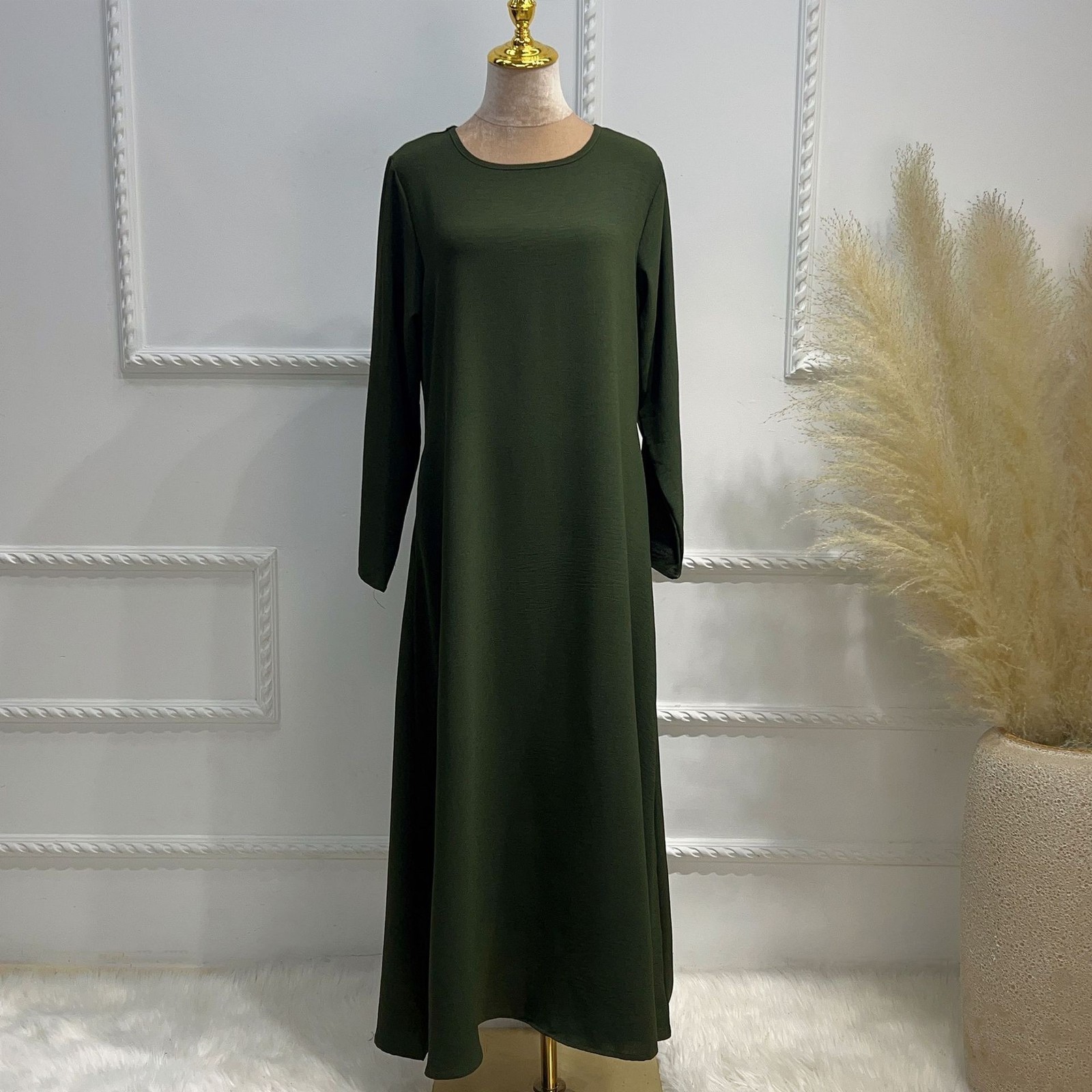 Dubai Women Open Abaya With Hijab Elegant Loose Cardigan Solid Color Inner Dress