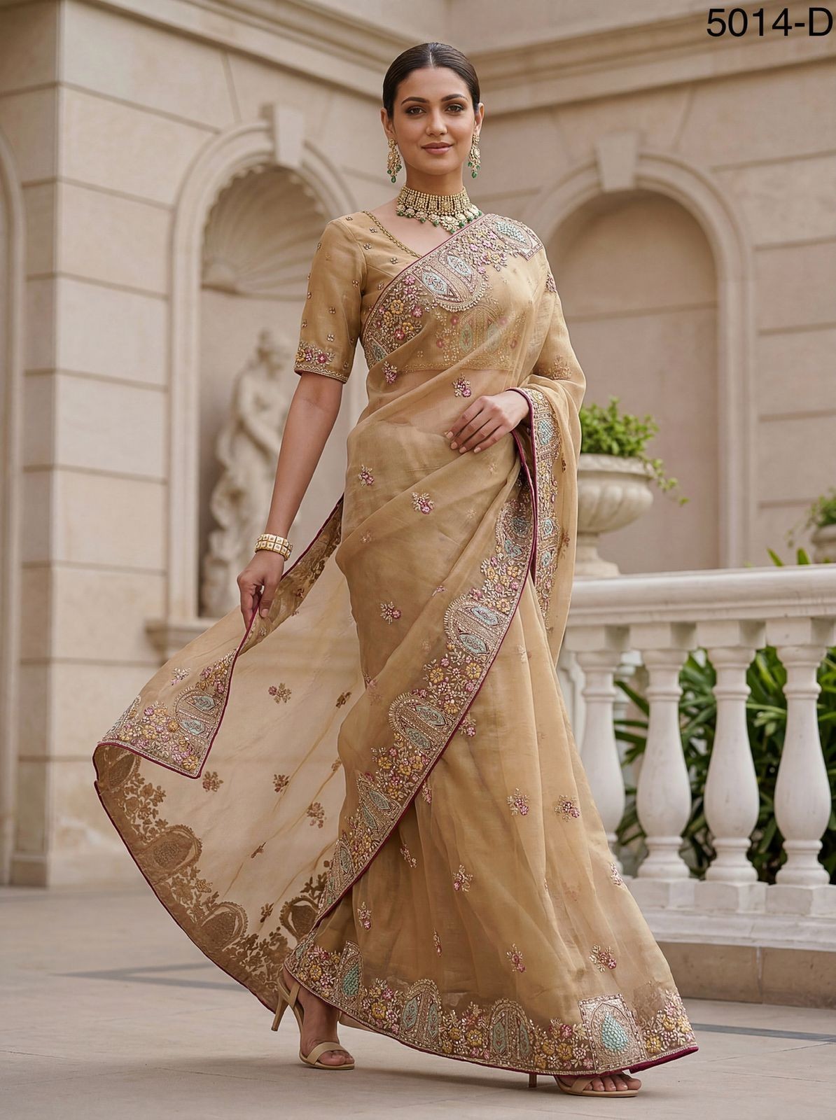 STEPNSHOP PREMIUM SAREE WEDDING WEAR WITH THREAD & ZARI WORK 22573