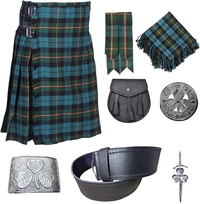 Scottish Traditional 8 Yards Tartan Kilt Outfit for Men (Gunn Ancient, 50)