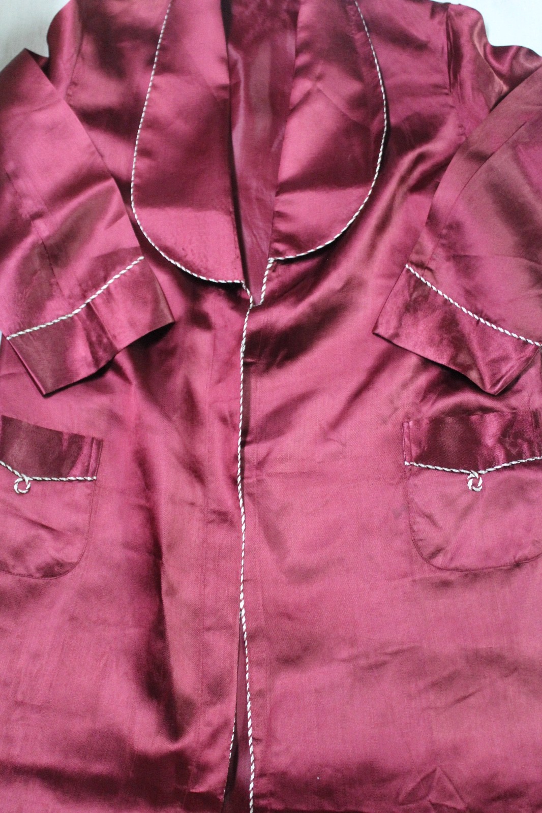 silk satin vintage Japanese full pajama set deep red women in robe box 