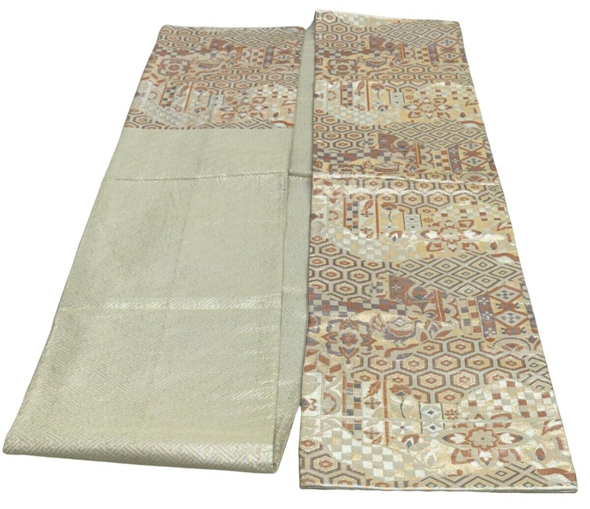 Japanese Vintage Kimono Fukuro Obi silk Silver Gorgeous expensive 170×12.2in