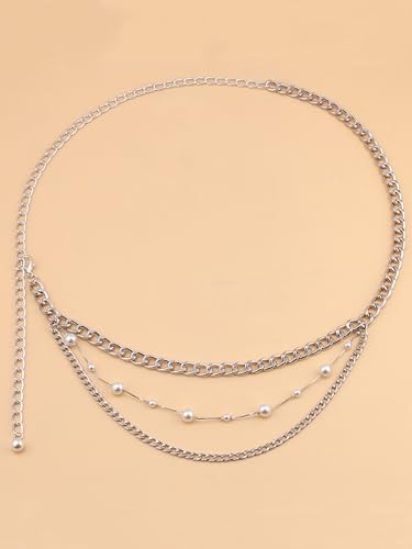 Chain Belt Chain Silver Chain Belt Gold Chain Belt with C2 – Pearl – silver