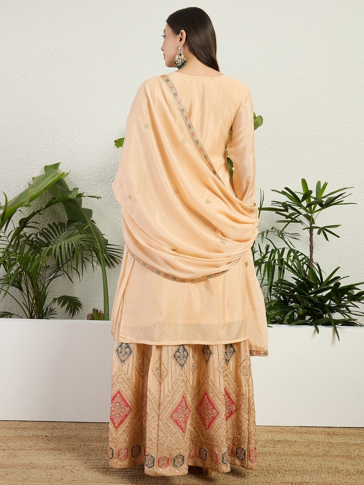 Peach Sharara Suit Embroidered Sequin sharara Set Indian Ethnic wear salwar Suit