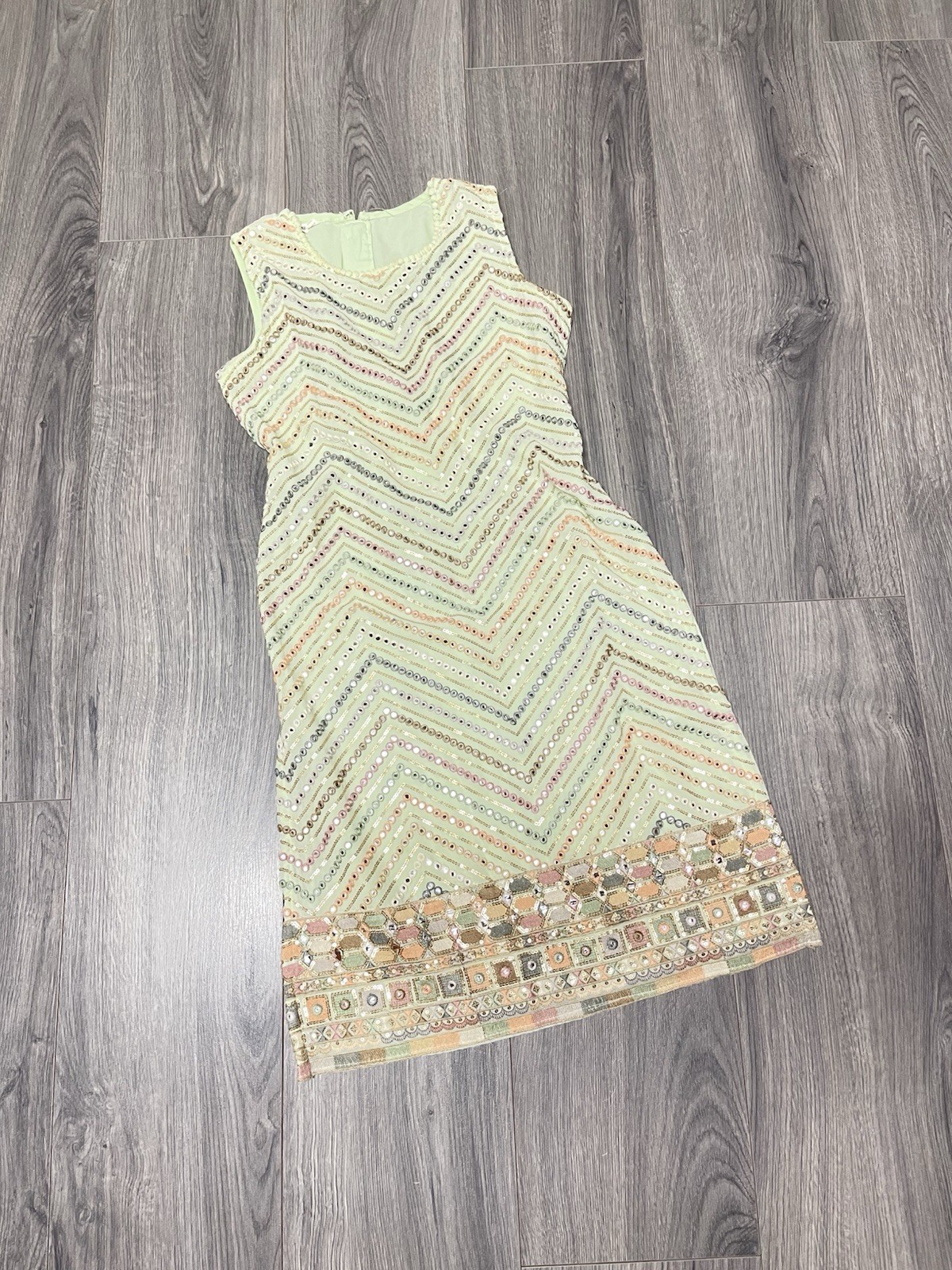 Light Green Embroidered Palazzo Suit with Chiffon Pants & Scarf