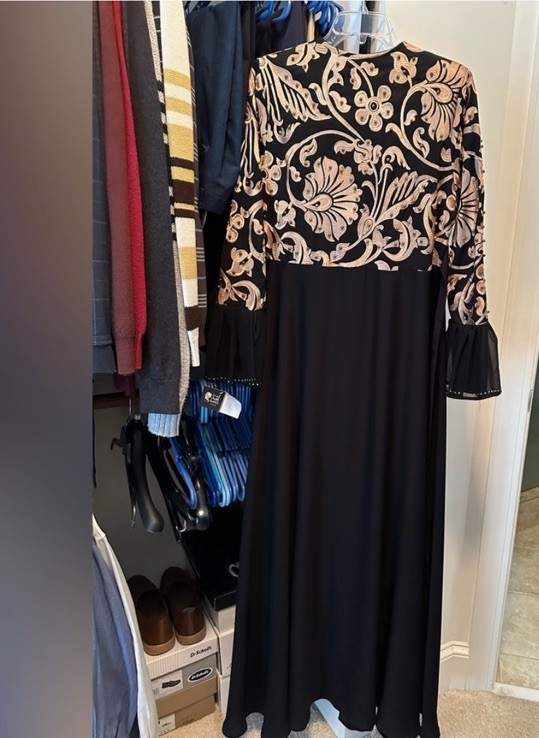 Black And Gold Abaya Silky Smooth Material