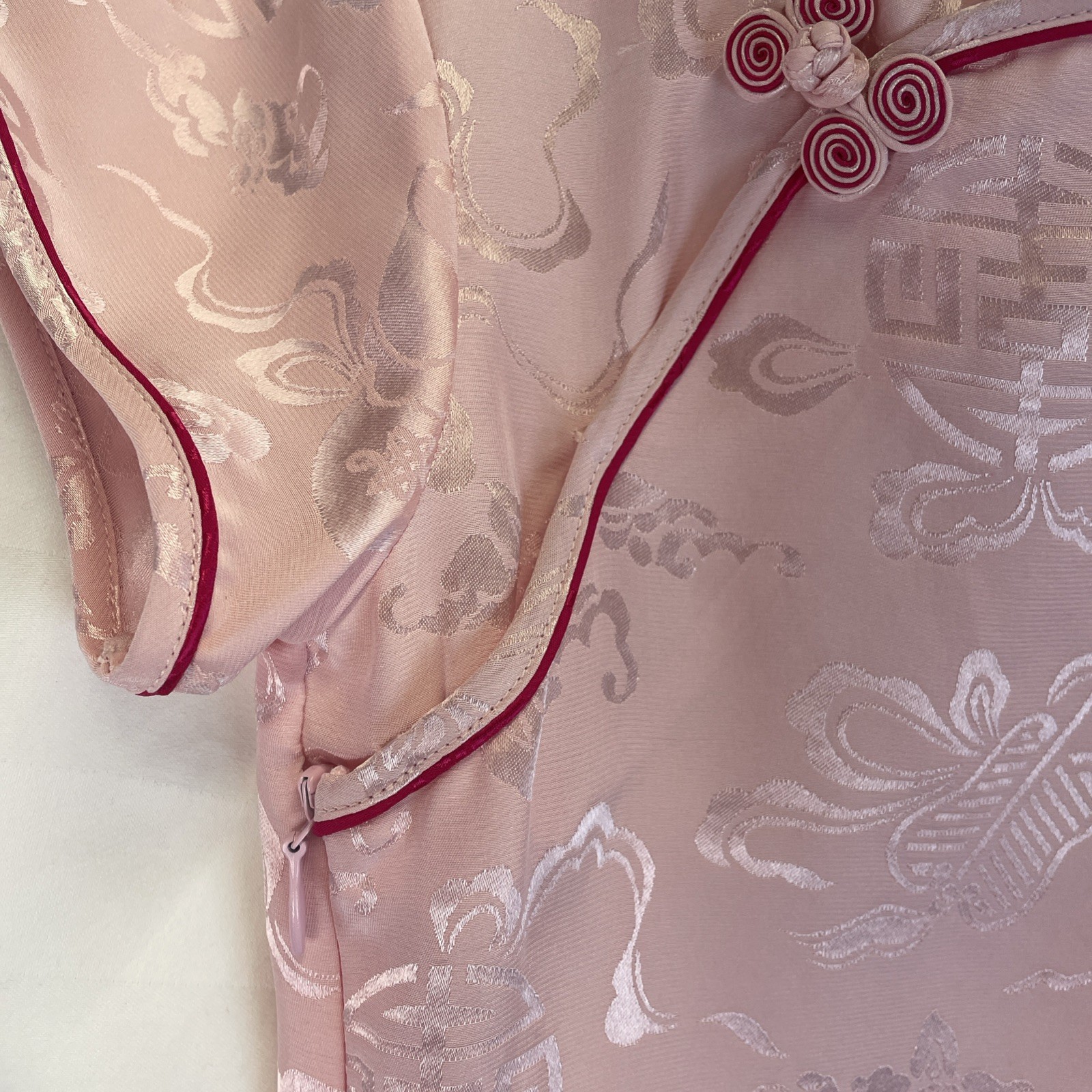 Oriental Style Girls Dress Cheongsam Qipao Asian Inspired Pink 100% Silk Size 4