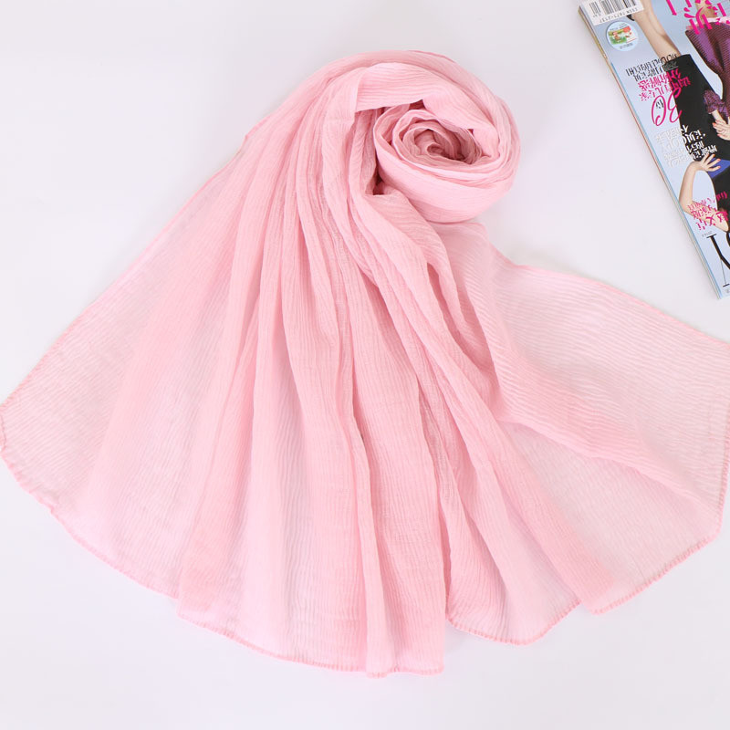 Muslim Women Hijab Solid Cover Crinkle Long Scarf Scarves Shawls Stole Head Wrap