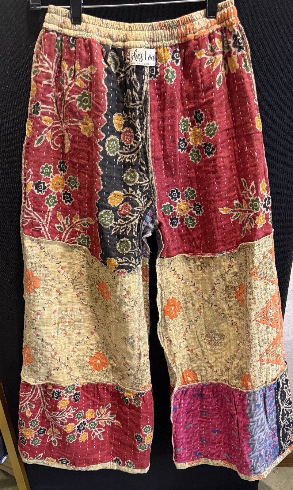 🔥Kantha Patchwork Bell Bottom Pants OS Artisan OOAK Crop Top Set M/L
