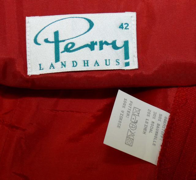 PERRY / COTTON & LINEN ~ RED German SUMMER Dress Suit Skirt Pants VEST / 6 8 S
