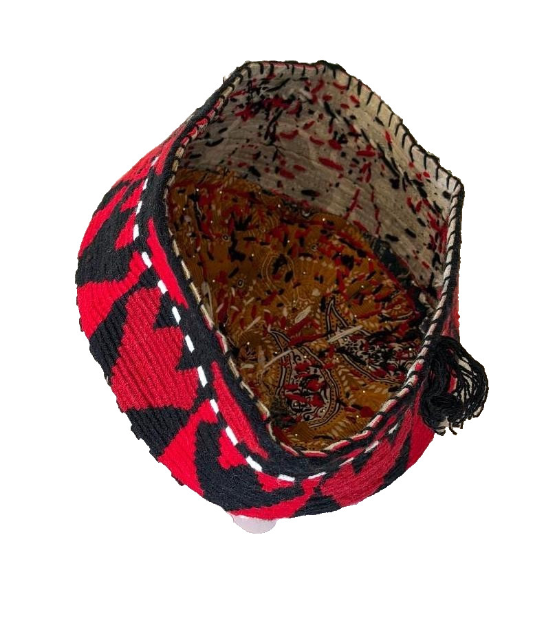 TRIBAL HAND STITCHED & EMBROIDERED AFGHAN/UZBEK HAT FROM MAZAR -I-SHARIF- 21″