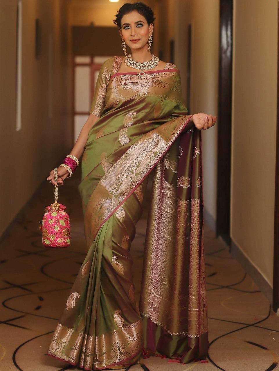 Women Pure Soft Designer Banarasi Saree Handloom Party Wedding Festive Bollywood