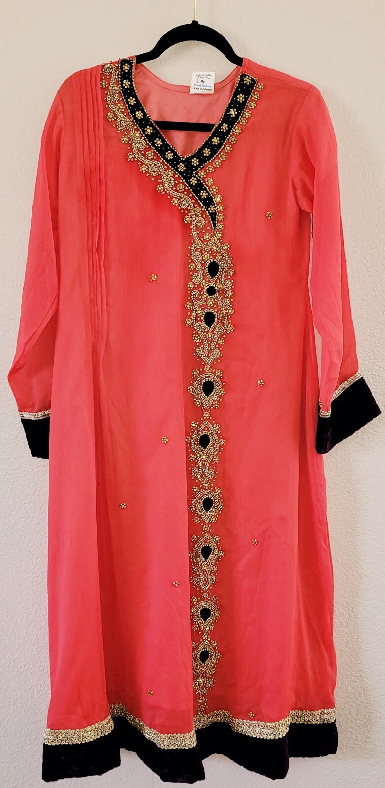 Orange Purple Shalwaar Kameez Pakistani Indian Chiffon Measurements Included