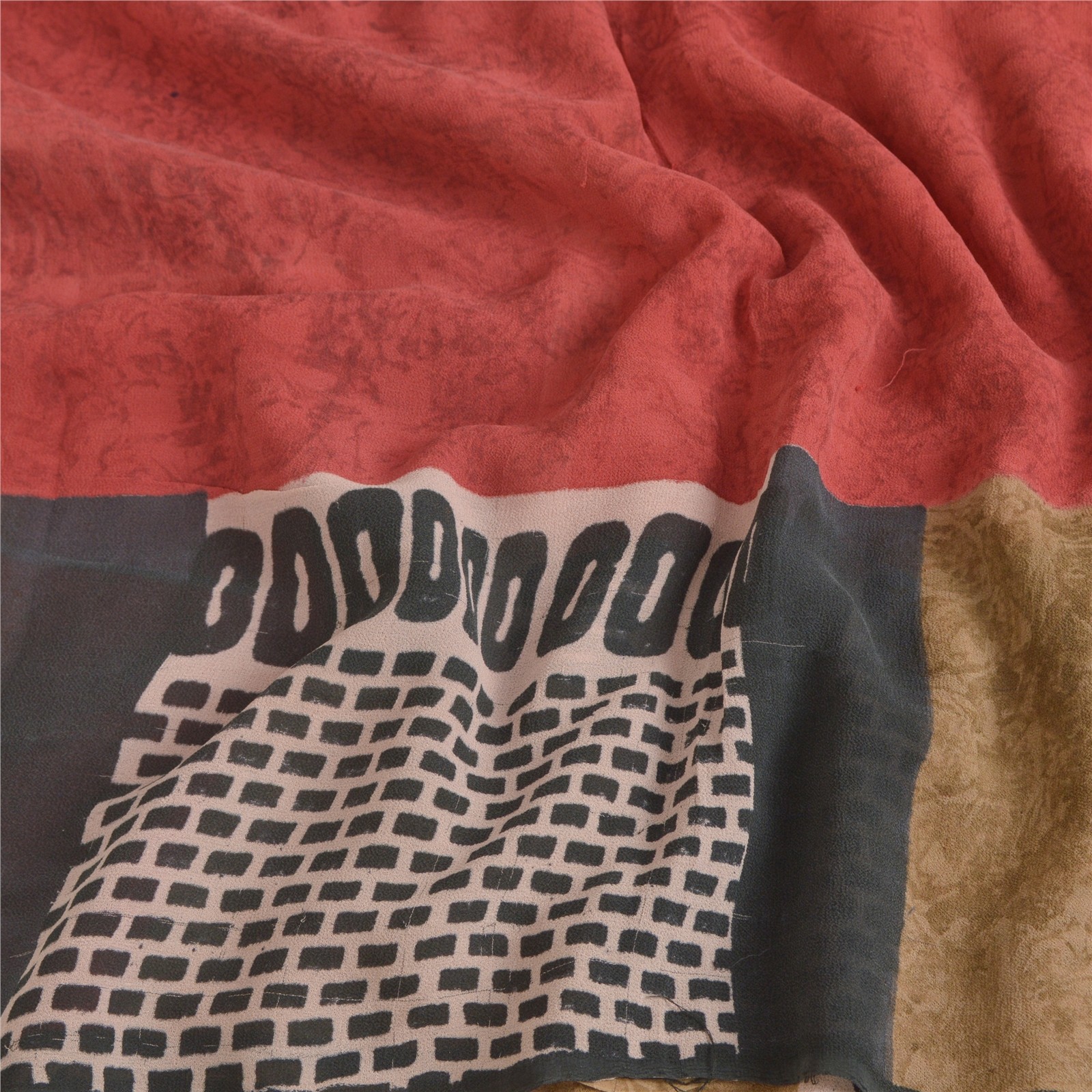 Sanskriti Vintage Indian Sarees Pure Georgette Silk Printed Fabric Craft Sari