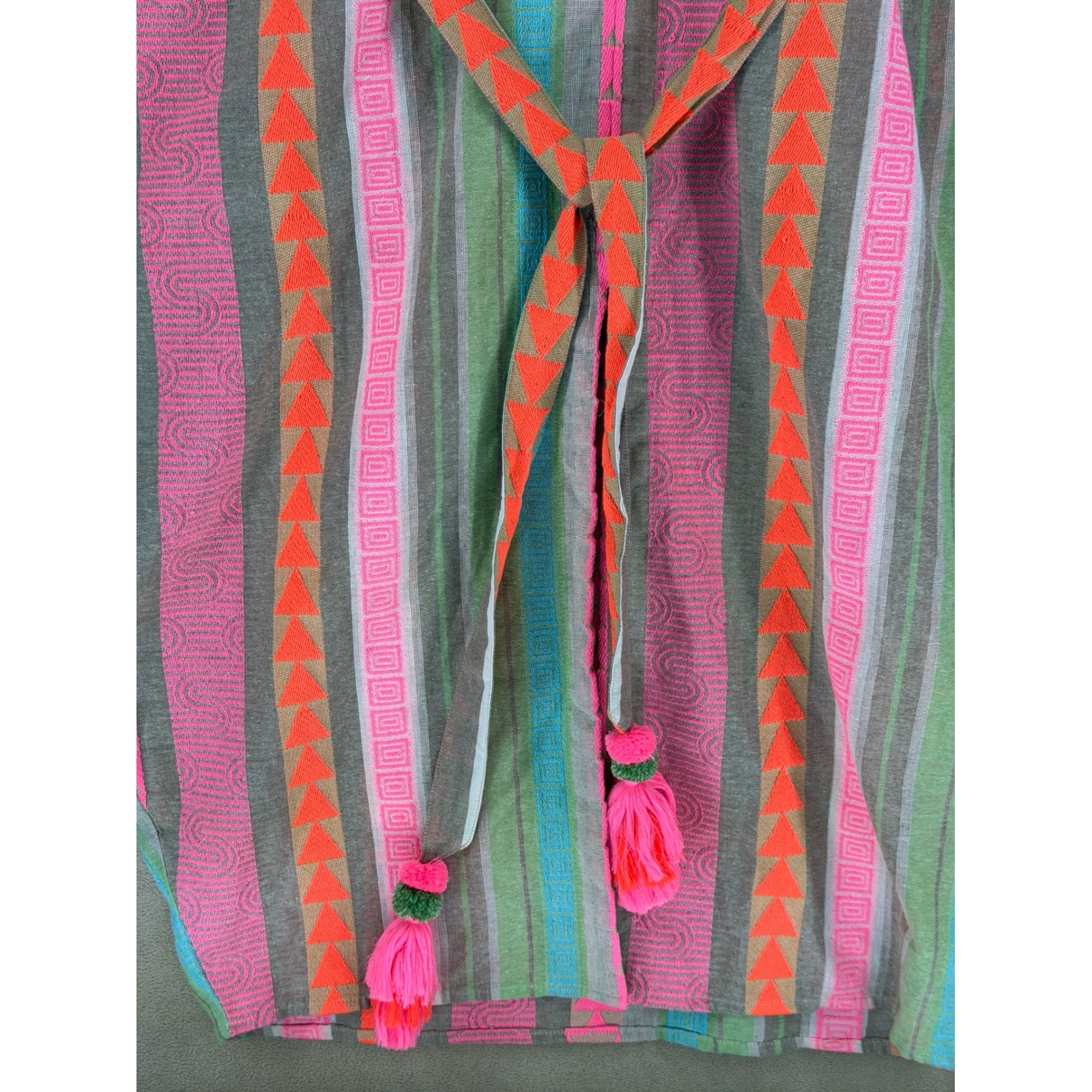 Anthropologie BEL KAZAN Women OS All Size Kaftan Tunic Dress Belted Tassels