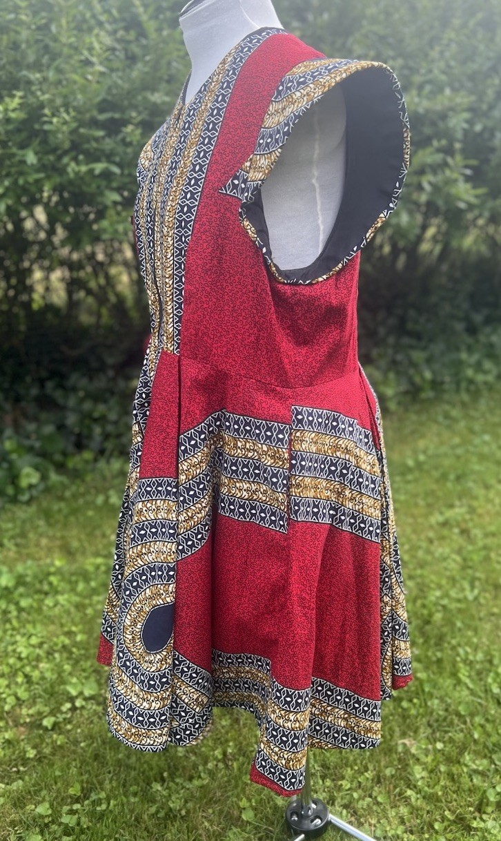 Ray Darten Anu African Print Zip Front Jacket Dress Size 3x Pockets Cap Sleeve
