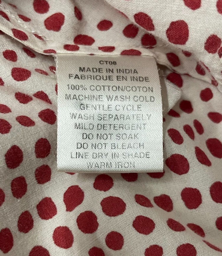 Anokhi Block Print Kurta Blouse Small Dots Top Shirt Cotton READ Scoop Red White