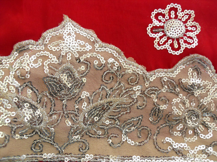 Red Wedding Chiffon Bollywood Sequin Sari Saree Belly Dance danse du ventre Home