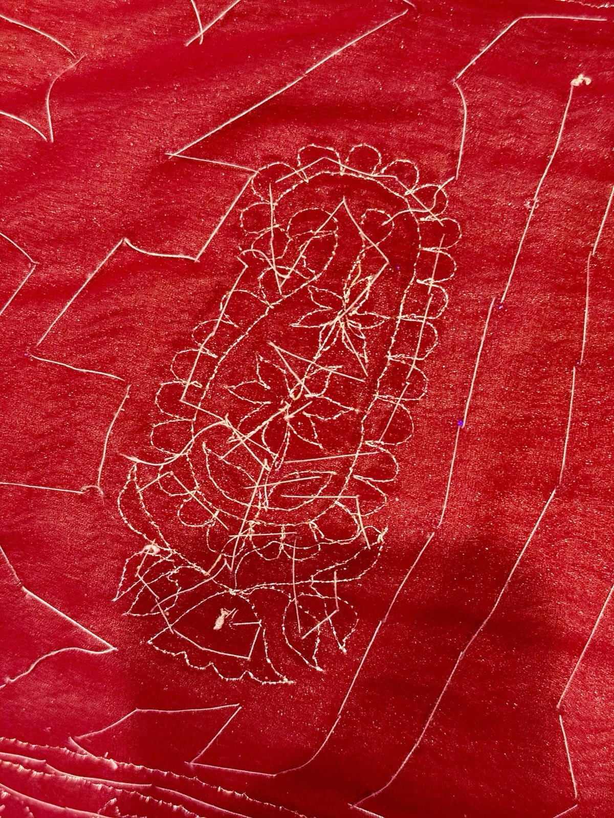 Chiffon SARI Burgundy Embroidered Border/ Black Sequined Interior 44×200+” EUC