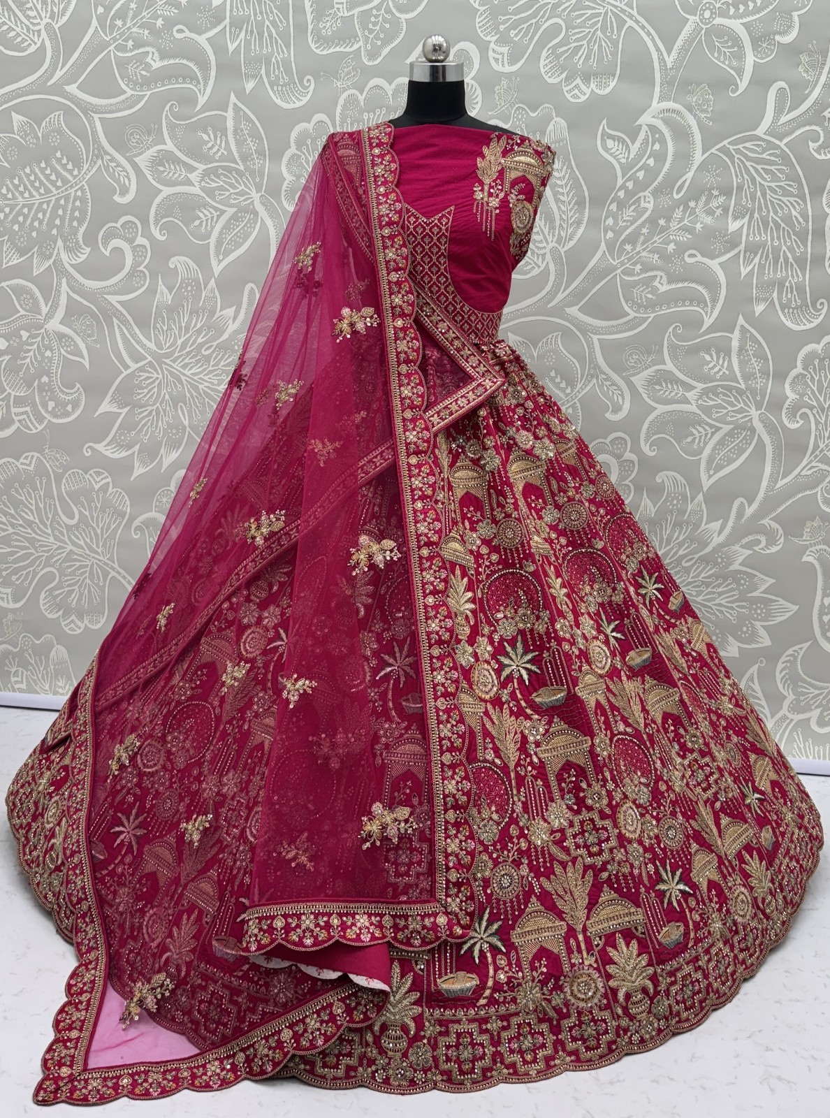 Gadhwal Silk Lehenga Choli Bridal Shower Wedding Reception Designer Set