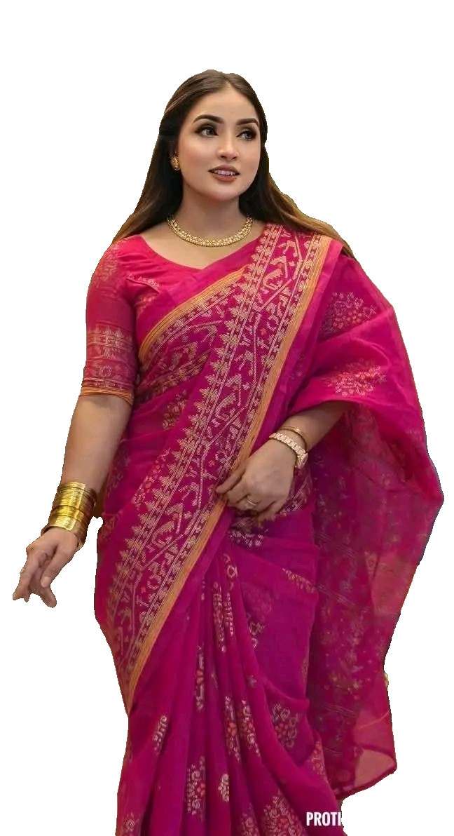 Jamdani Soft Silk Saree Katan Silk Saree For girls and Women without blouse PCS
