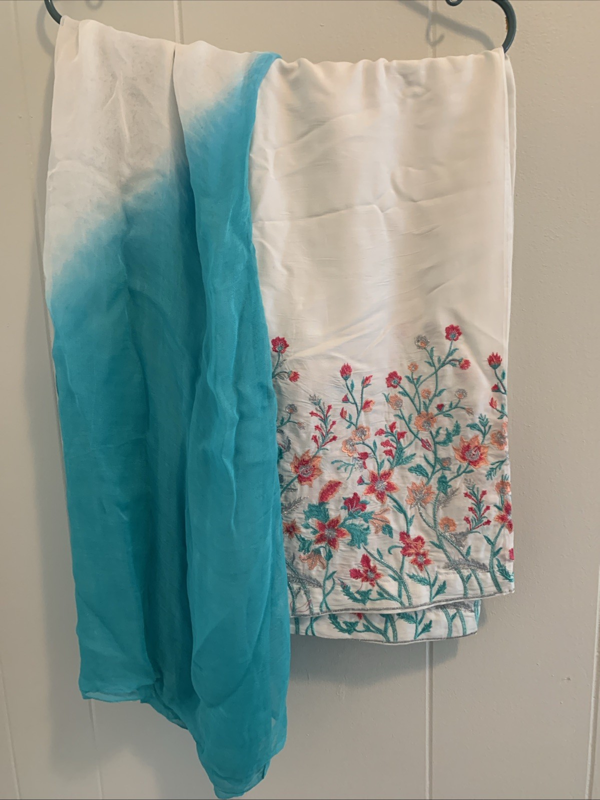 Indian/pakistani Women Shalwar Kameez Sky Blue Multicolor Design Brand New