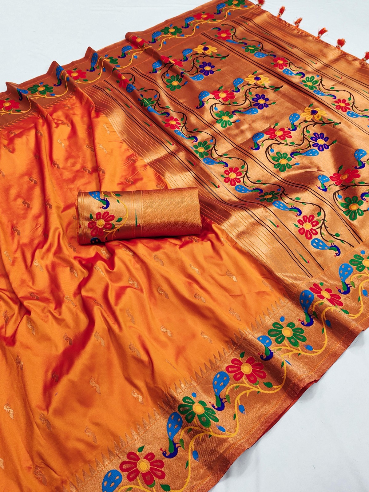 Presenting Soft Paithani Silk Saree With Blouse For Indian Wedding Wear
