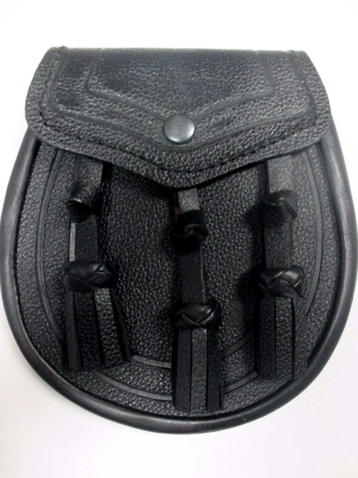 Black 3-Tassel Sporran for Kilts w/ Free Chain Belt