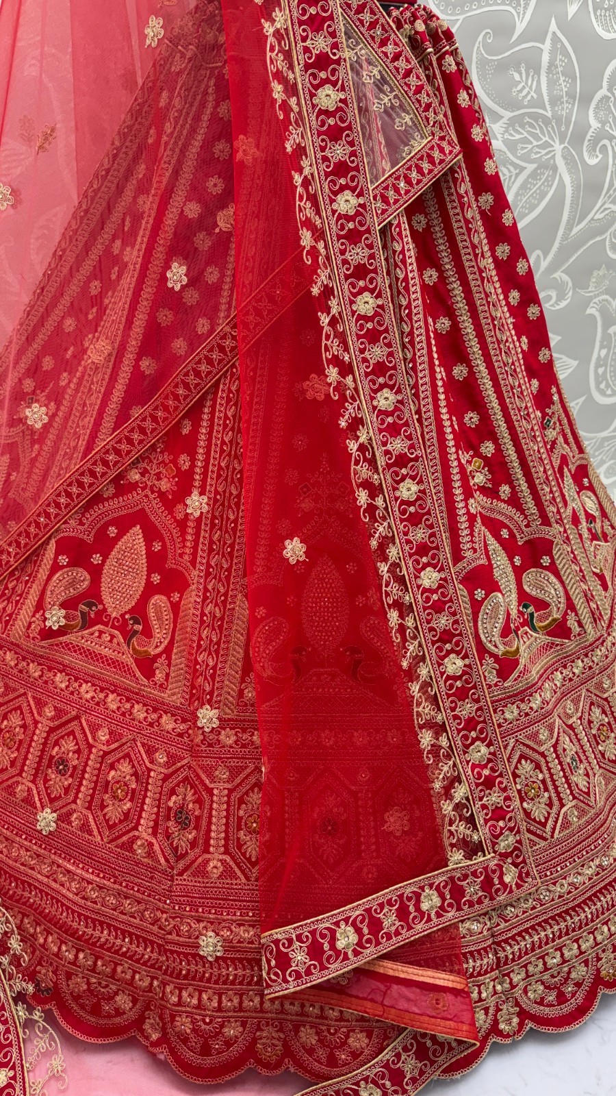 Women’s Silk Lehenga Choli Peacock Embroidery Wedding Party Festive Outfit
