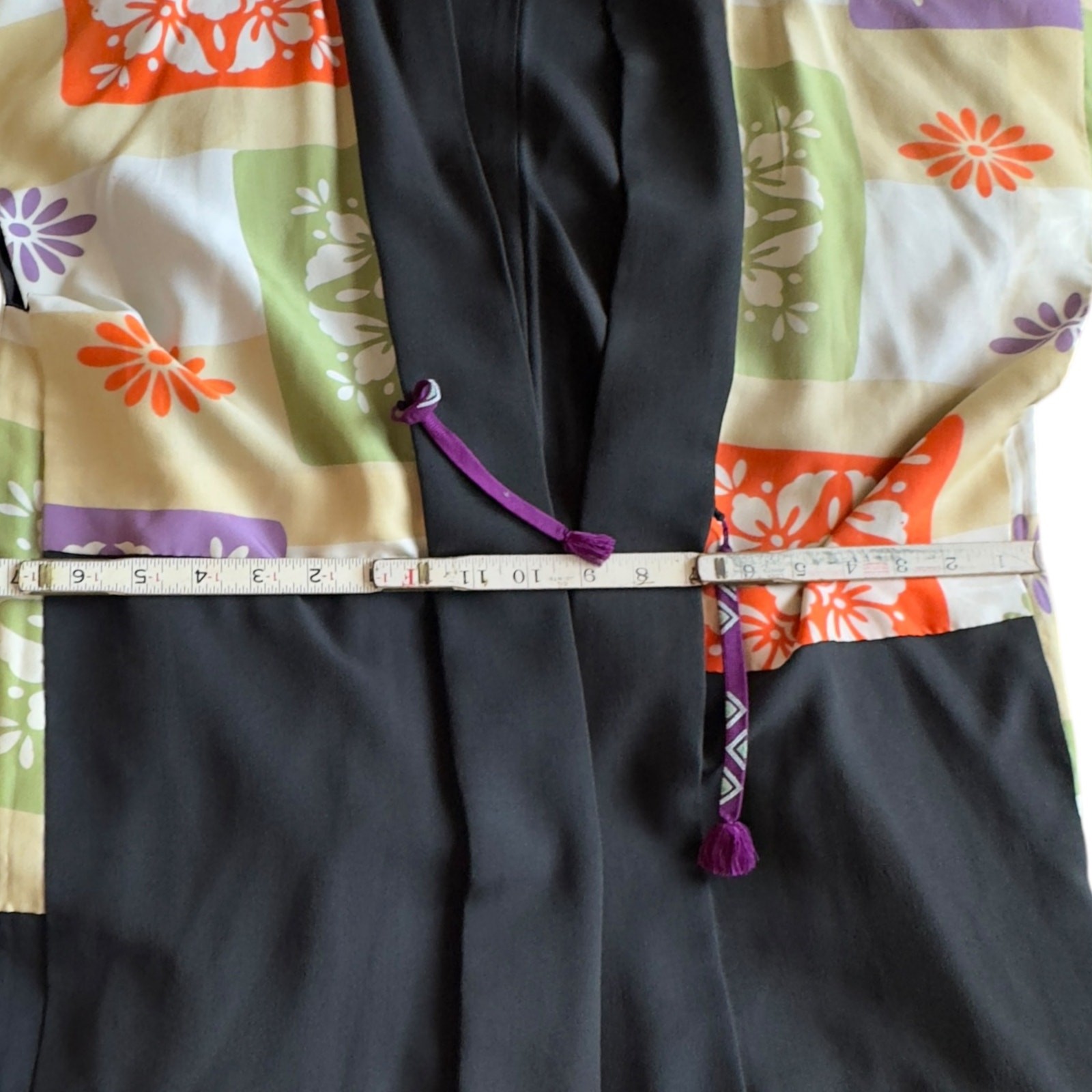Vintage Reversible Japanese Kimono Silk Floral Print Hand Stitched Haori Nukui