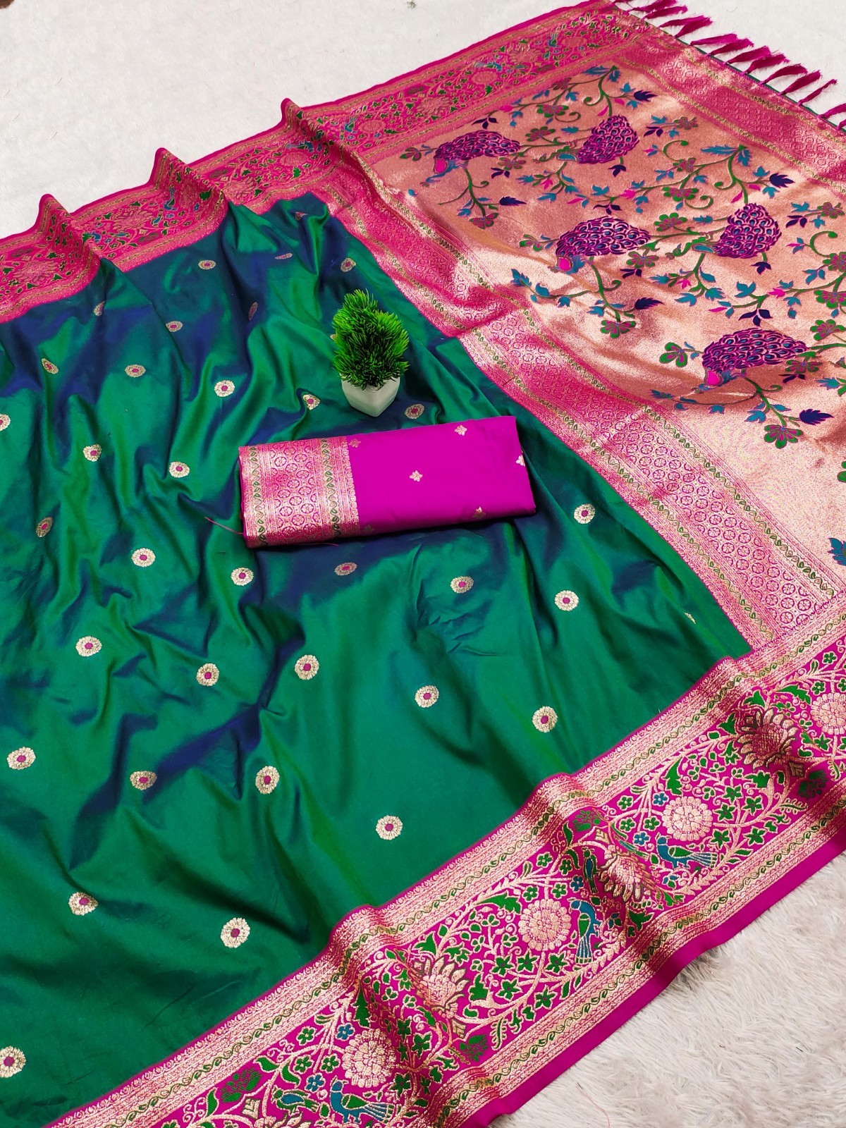 New Launching Soft Paithani Silk Saree With Blouse For Women Festival Wear