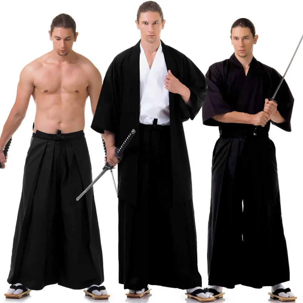 Japanese Samurai Kimono Set Kendo Gi Hakama Pants Haori Jacket Cosplay Costume
