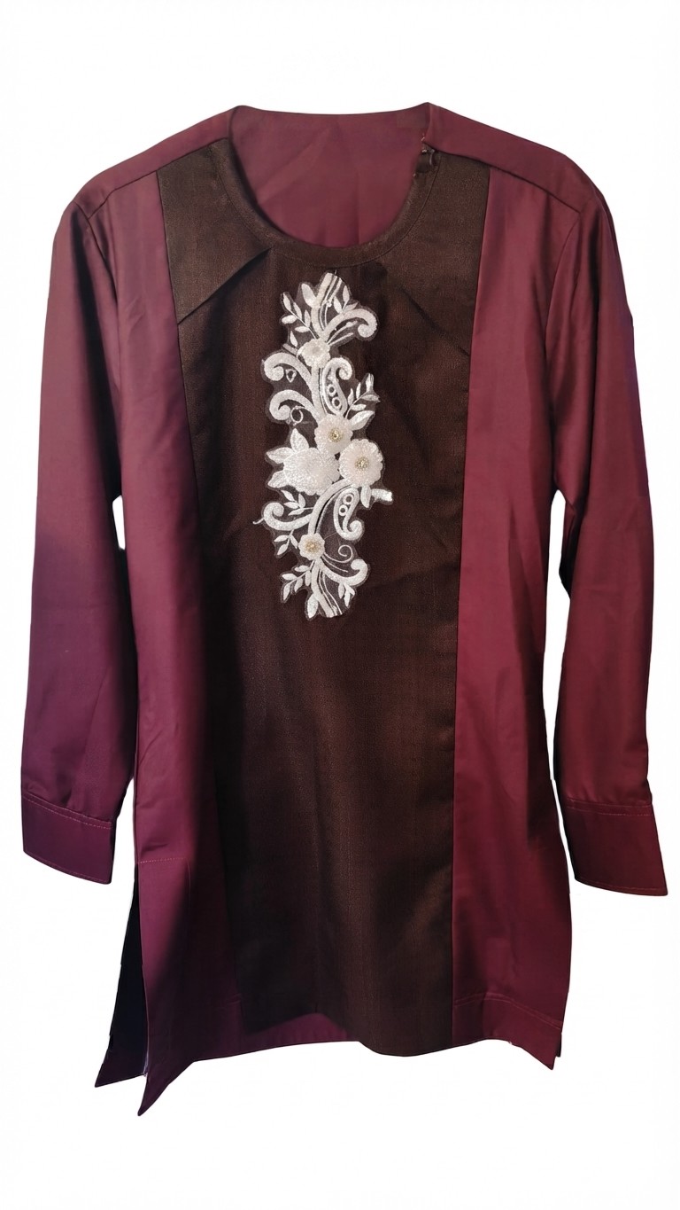 Men’s Kurta shirt – maroon and brown tunic