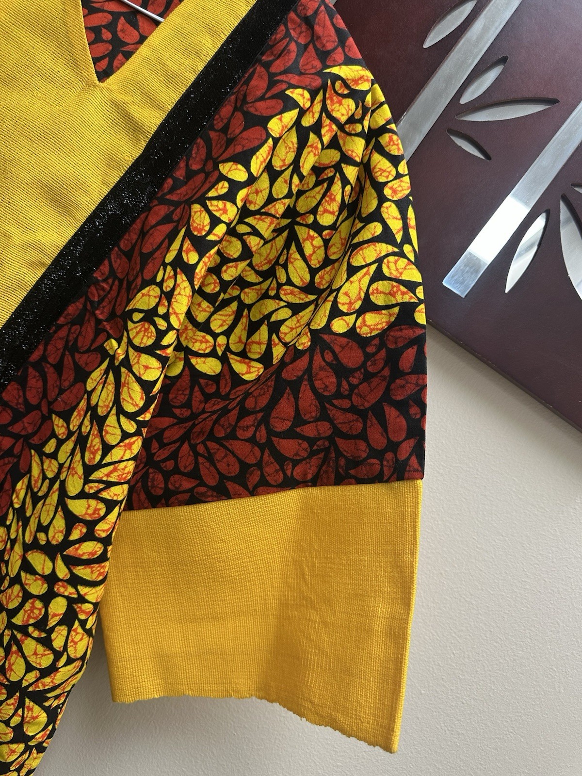 African Nigeria Ankara Kaftan Dress Mixed With Aso Oke. Women Long Dress L- XL
