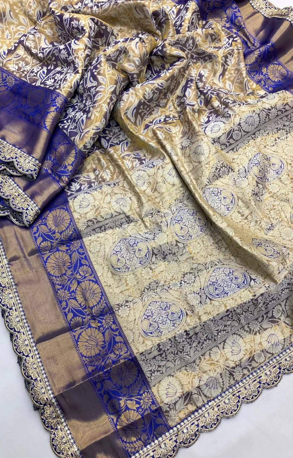 Women’s Kanjivaram Pattu Silk Wedding Festival Wear Indian Saree & Blouse 11-SS