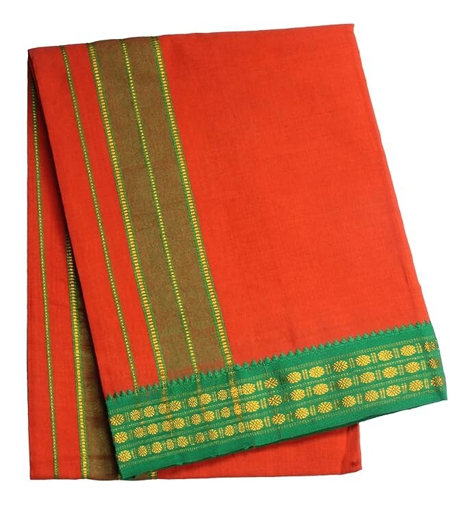 Men’s Single Dhoti – 2 Mtr/Mundus/Lungi Big Border ( Brown, Set of 1 )