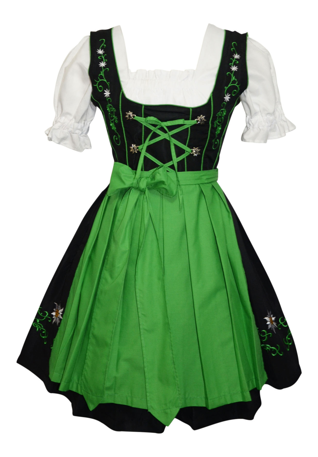 M 12 Black German Dirndl Dress Short EMBROIDERY Oktoberfest Women Party Holiday