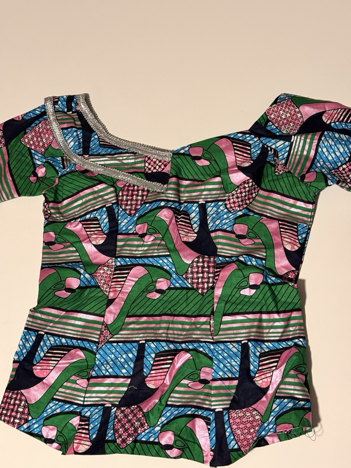 Womens African Ethnic Wear 3 Piece Set 2 Wrappers Colorful With Blouse SZ Small