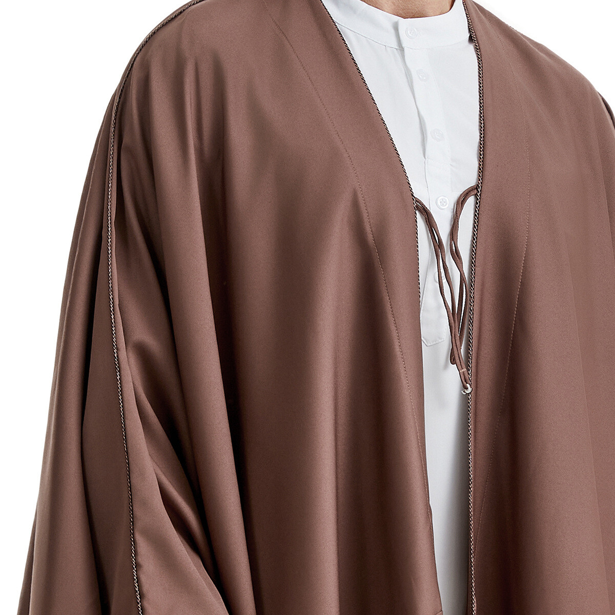Saudi Arab Men Solid Color Open Kimono Batwing Robe Muslim Abaya Ramadan Prayer