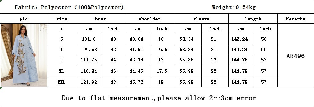 Eid Muslim Abaya Party Dress Women Sequins Embroidery Lapel Shirt Dress Vestidos