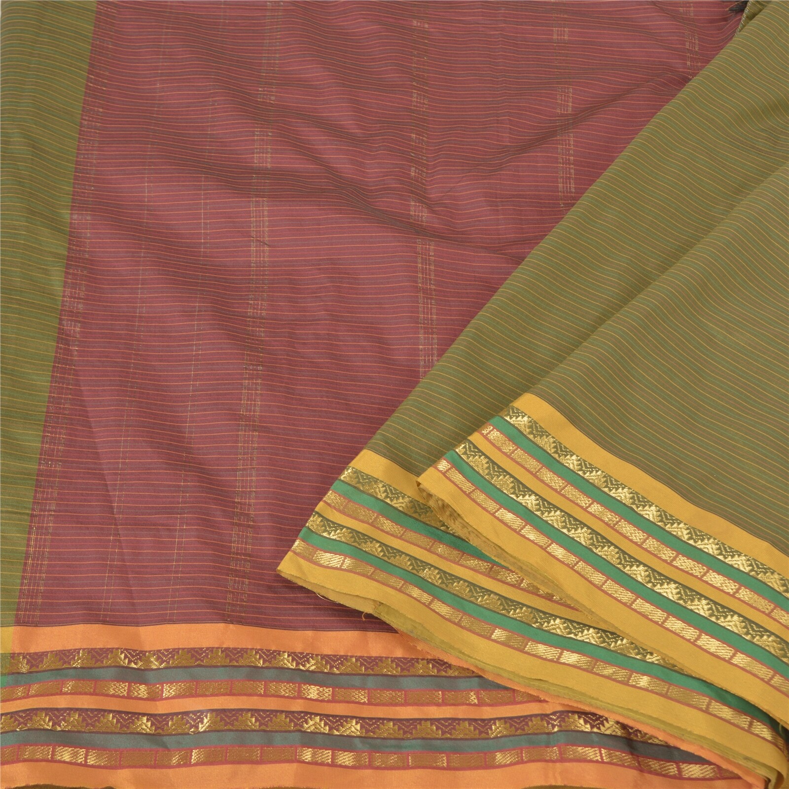 Sanskriti Vintage Green Sarees Art Silk Woven Ilkal Premium Sari 5 Yard Fabric
