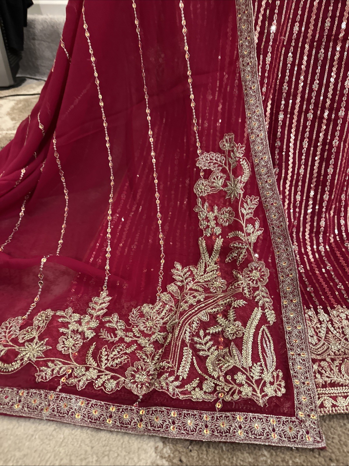 Pakistani Indian Shalwar Kameez Chiffon With Duppata Bust 42 Fully Lined