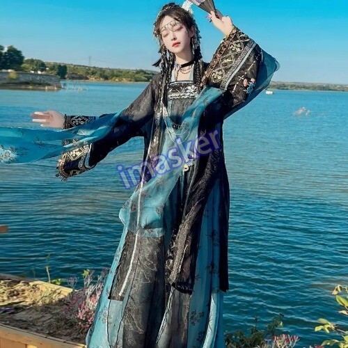 Traditional Women Tang Dynasty Embroidery Hanfu Dress Elegant Ancient Lady
