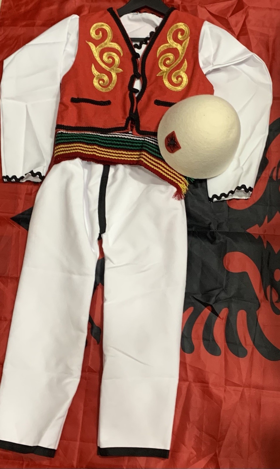 NEW ALBANIA TRADITIONAL FOLK COSTUME SUIT BOYS MEN-6-8 YEARS-HANDMADE