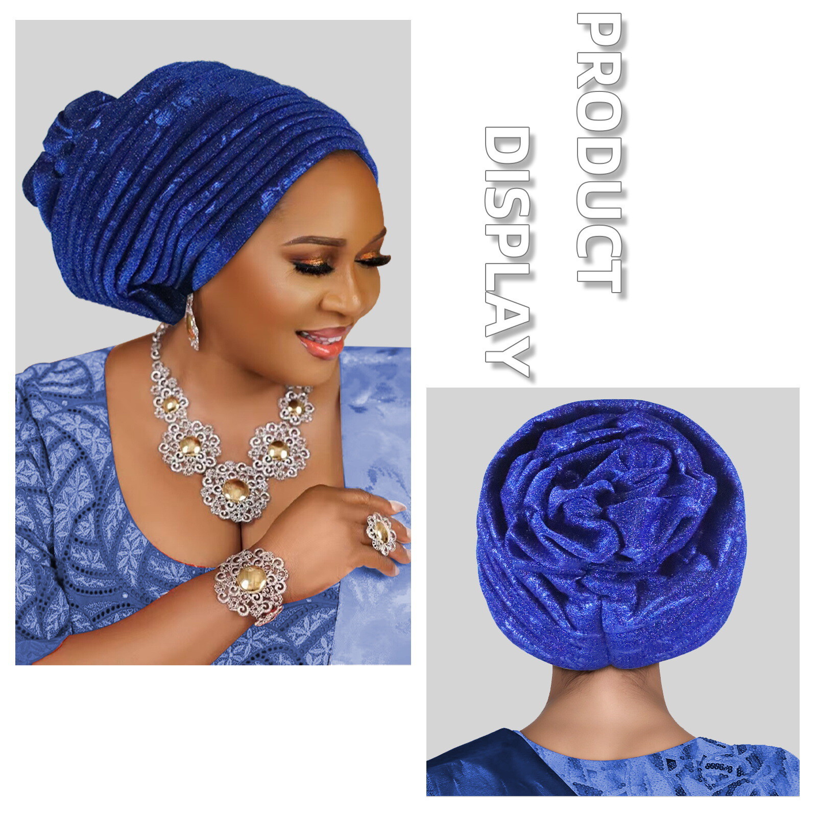 Nigerian African Women Pleated Head Cover Wrap Caps Islamic Bonnet Headwear Arab