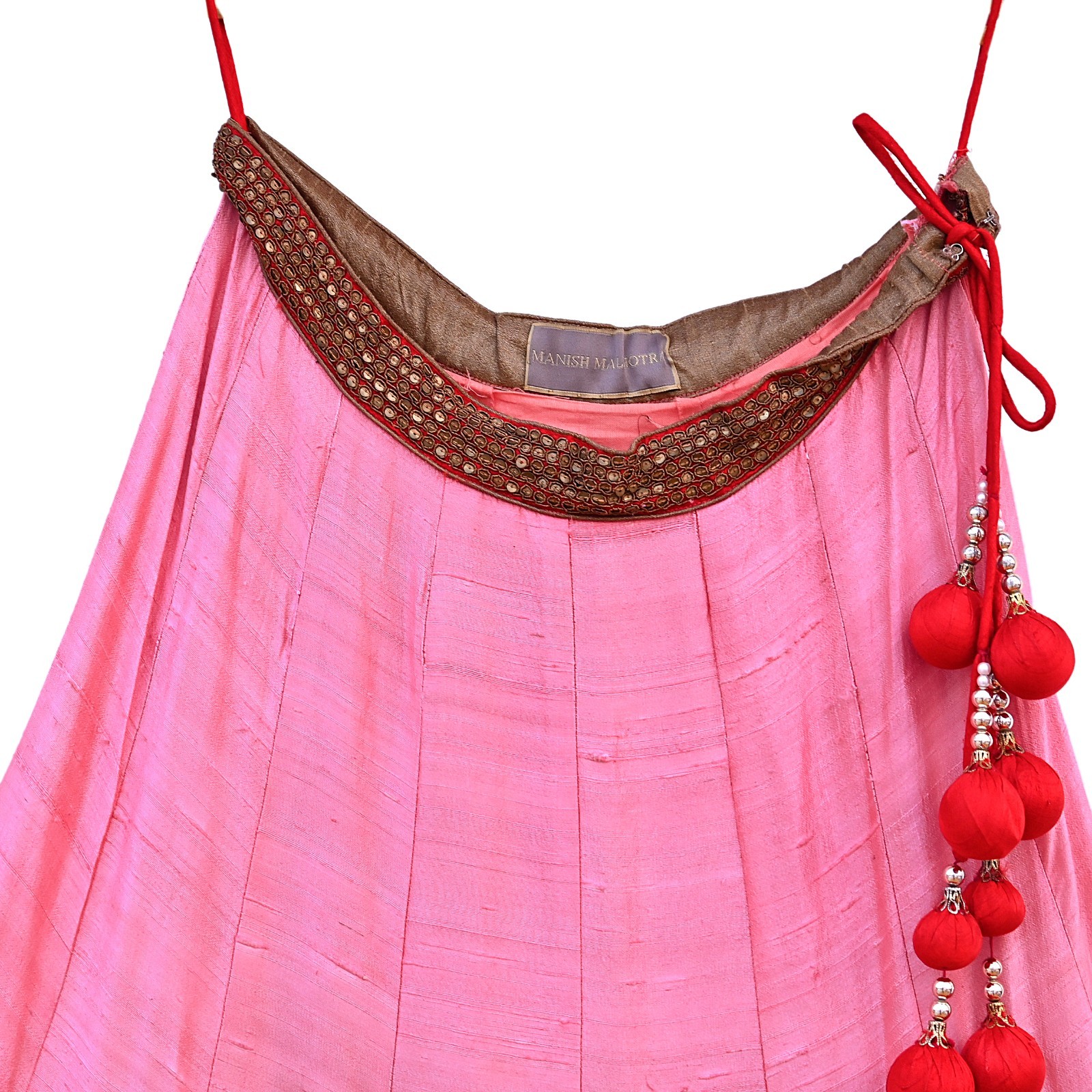Indian Heavy Pink Red Raw Silk & Net Hand Embroidered Designer Lehenga 3pcs Set