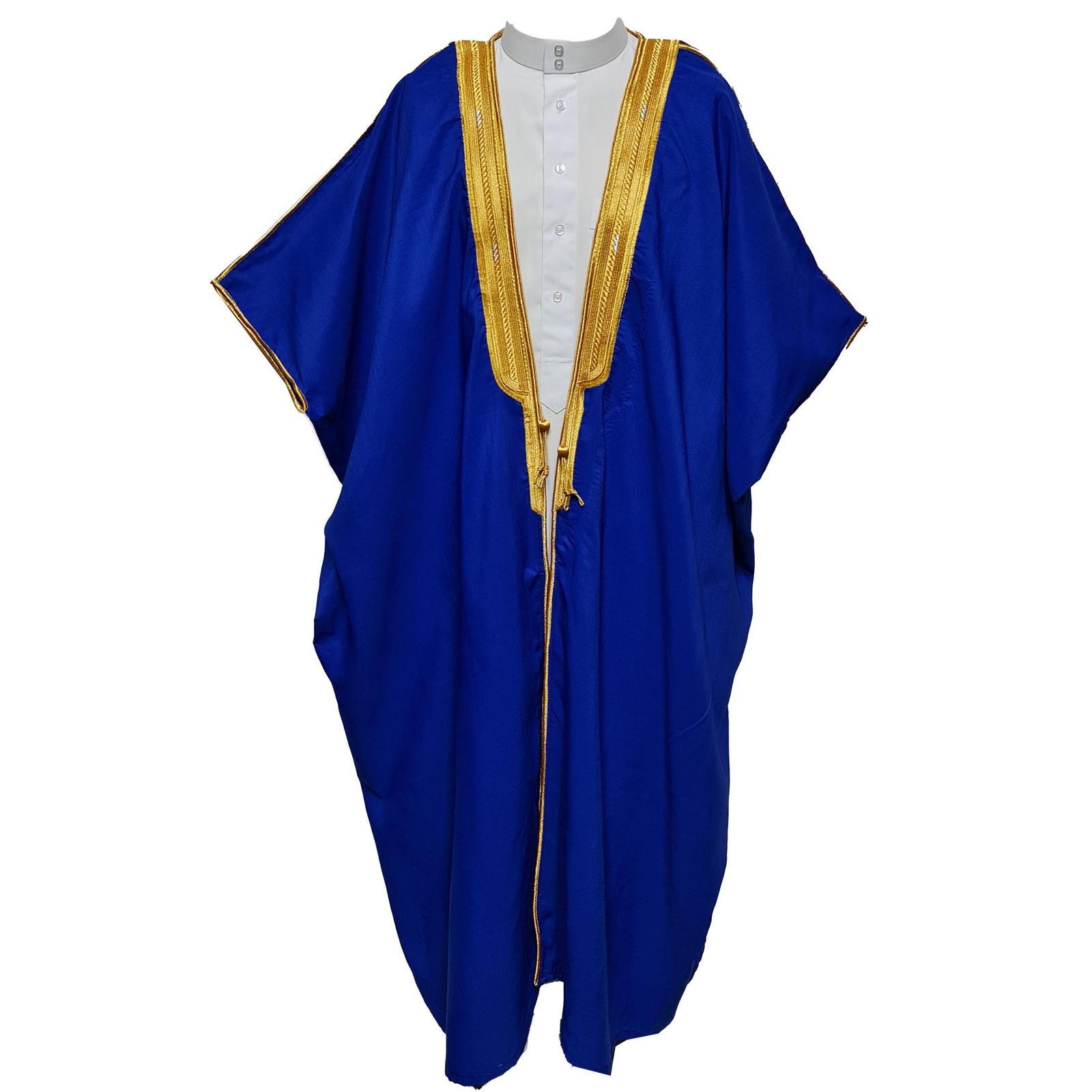 Men’s PREMIUM 3 Quarter Sleeve Arabian Bisht Royal Blue Cloak Arab Dress Thob